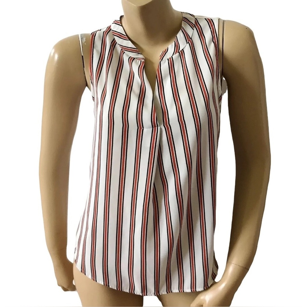 Striped Sleeveless Top - Red and White